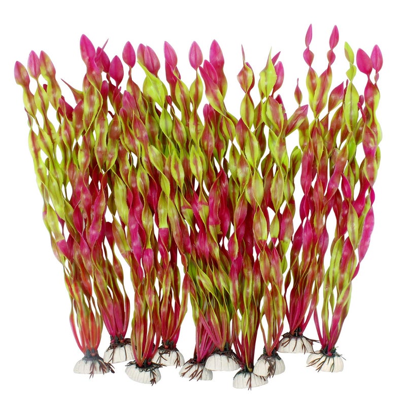 MyLifeUNIT Artificial Seaweed Water Plants for Aquarium, Plastic Fish Tank Plant Decorations 10 PCS (12 Inches Tall, Wine Red) - Image 1